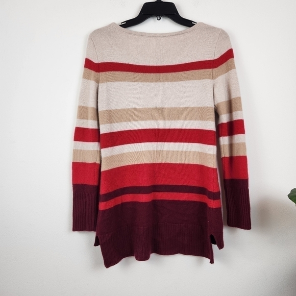 Athleta 100% Cashmere striped Pullover Sweater Size Small - Picture 2 of 7